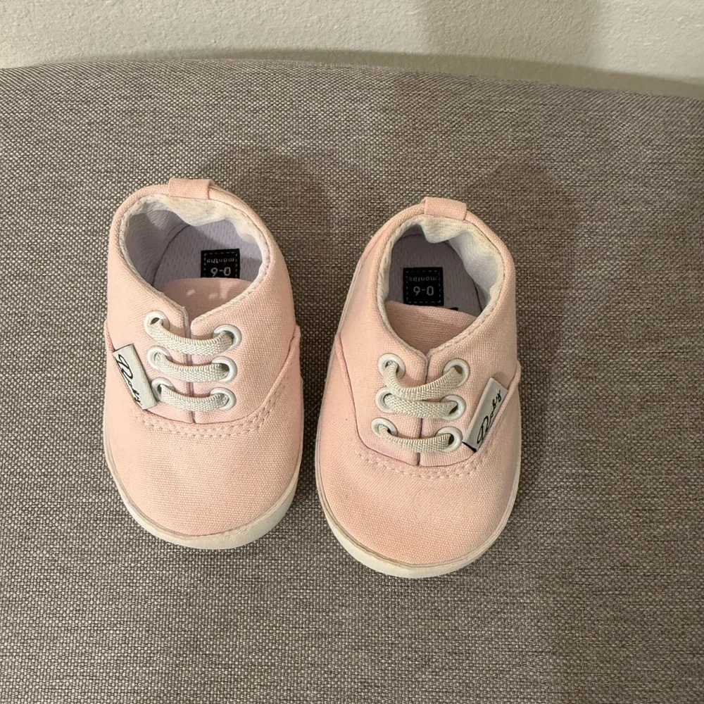 Like New! Pink Baby Canvas Sneakers, 0-6 Months
